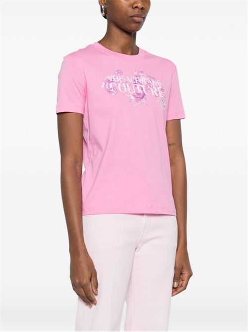 T-shirt donna maniche corte con stampa Versace jeans Couture | 80HAHE02CJ00E499